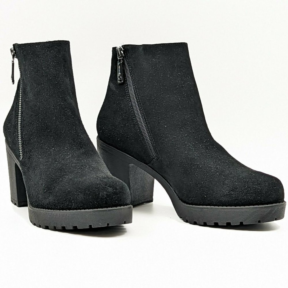 Blondo Black Suede Ankle Boots with Side Zipper